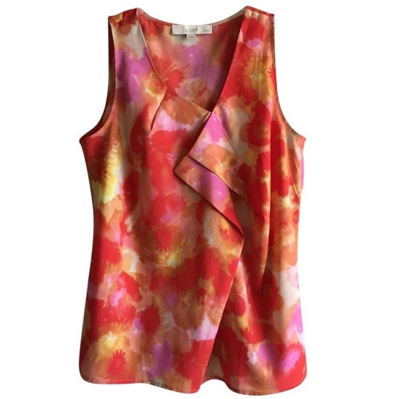 LOFT Tops - Ann Taylor Loft Floral Ruffle Watercolor Cami  Top